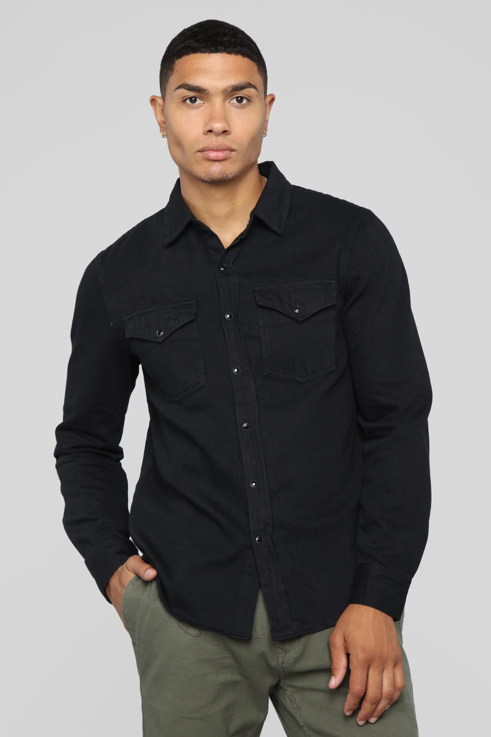 Warren Long Sleeve Woven Top - Black Online