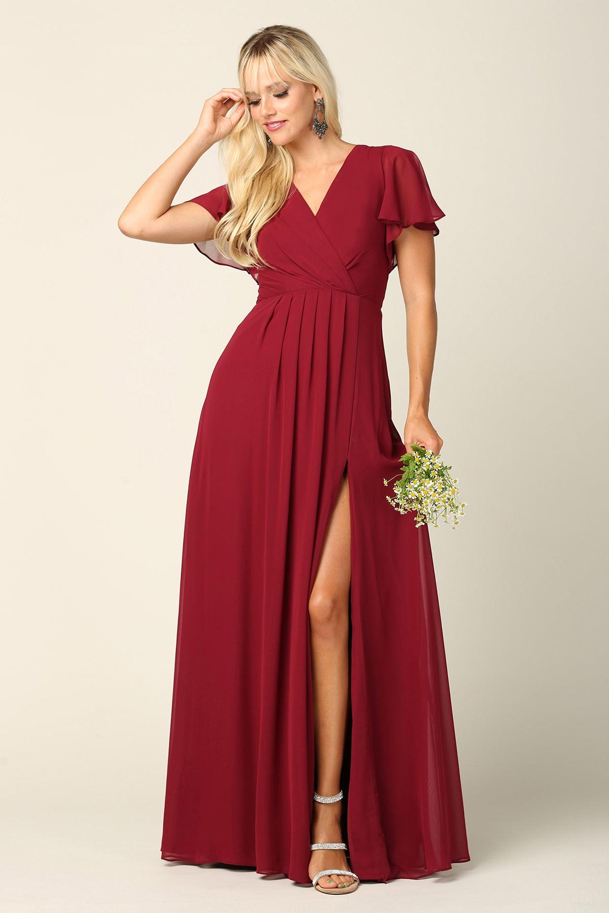 Long Short Sleeve Mother of the Bride Chiffon Dress Supply