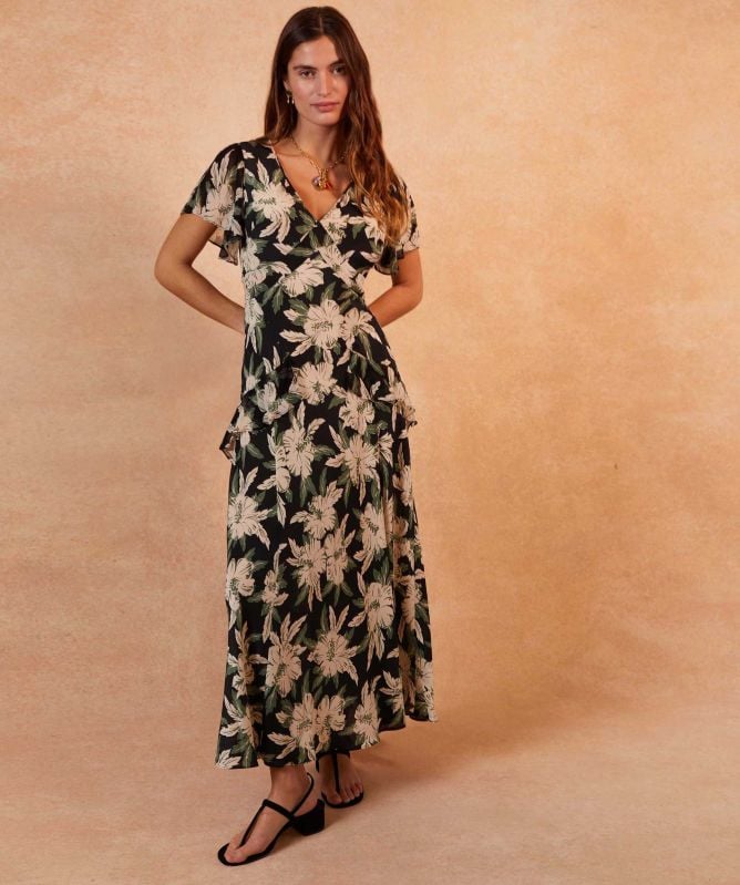 RIXO Evie Silk Midi Dress Clearance Sale